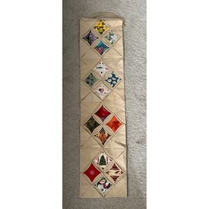 4 Season Cathedral Window Quilt Wall Hanging Marilyn Bron Handmade